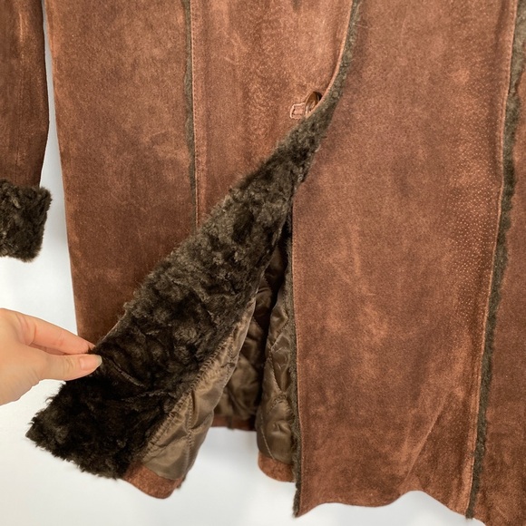 Vtg Y2K Penny Lane Coat Leather Faux Fur Jacket Large L Boho Hippie 70s 90s Funk - Picture 10 of 13